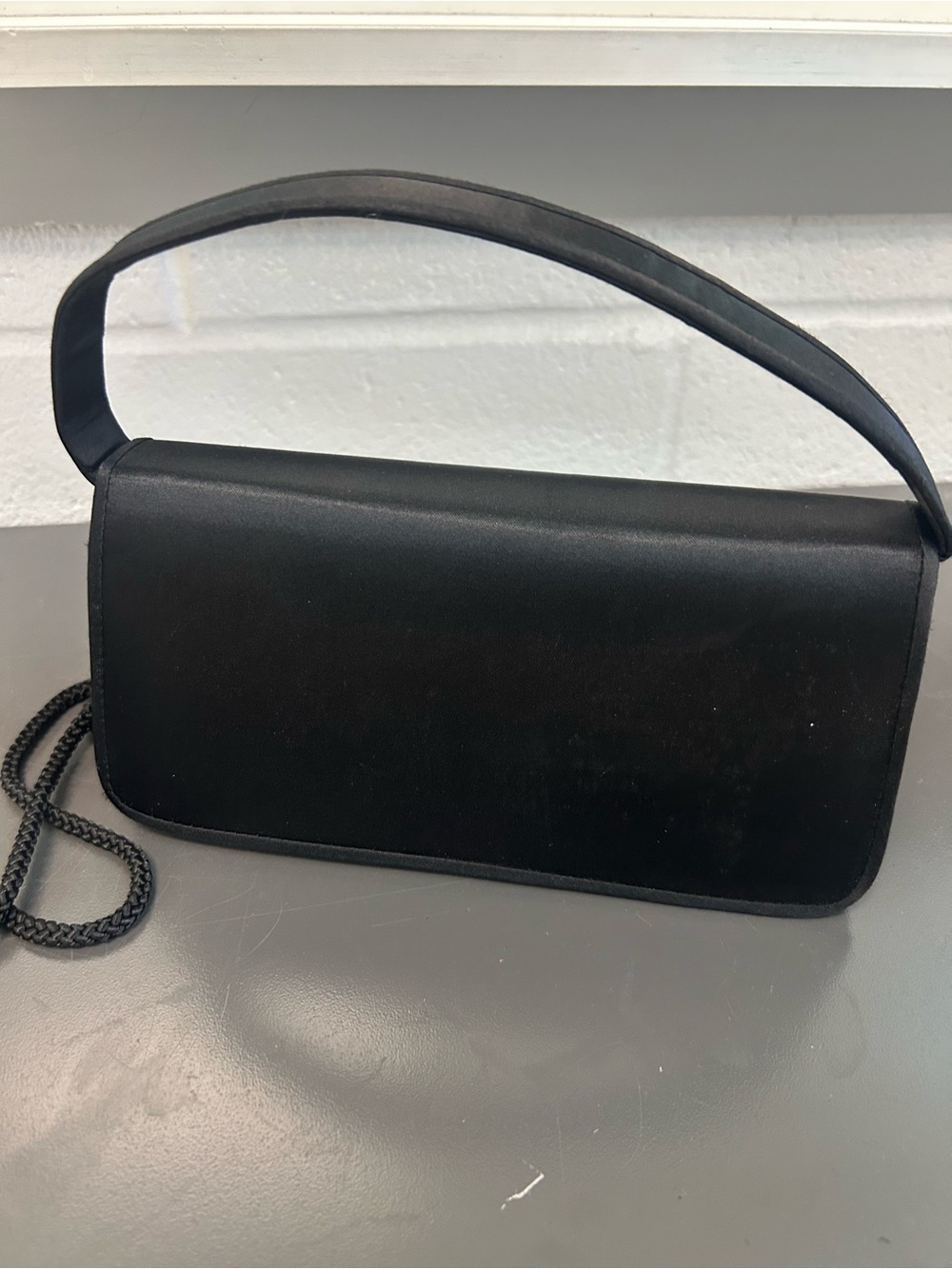 VTG Union Made La Regale Black Women's Satin Shoulder evening Bag